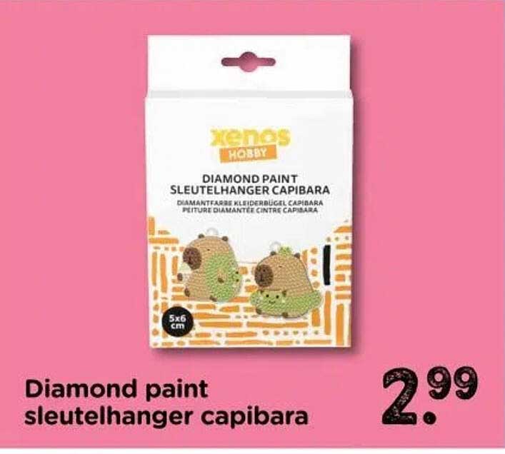 Diamond paint sleutelhanger capibara