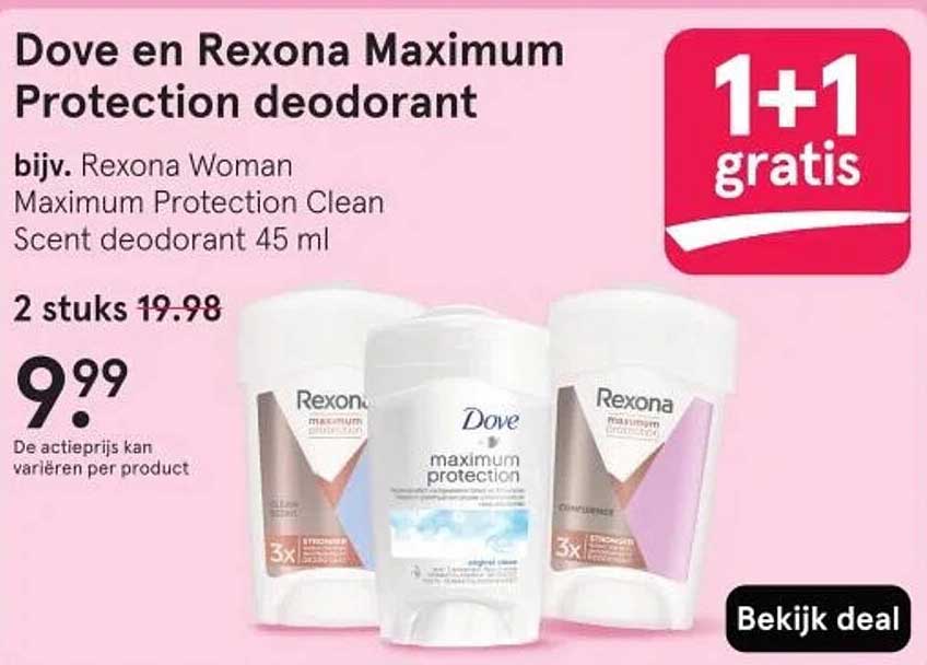 Dove en Rexona Maximum Protection deodorant