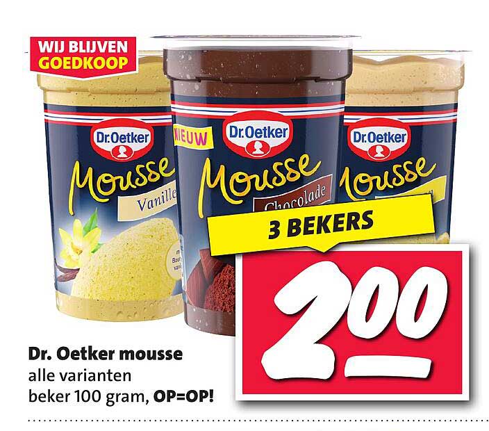 Dr. Oetker mousse alle varianten beker 100 gram, OP=OP!