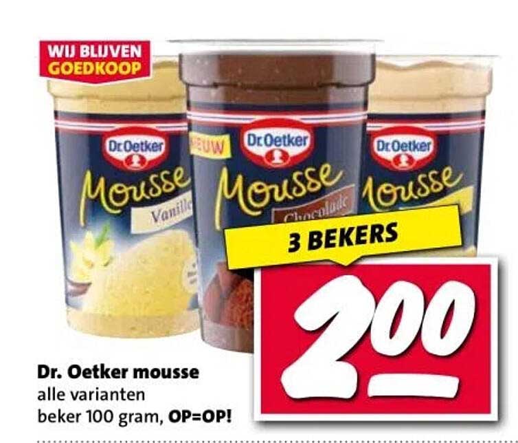 Dr. Oetker mousse alle varianten beker 100 gram, OP=OP!
