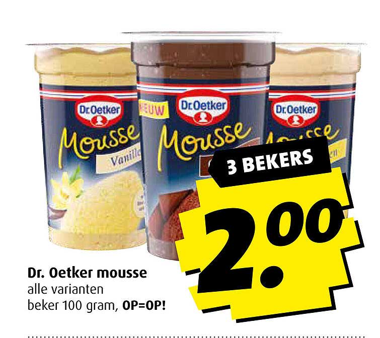 Dr. Oetker mousse alle varianten beker 100 gram, OP=OP!