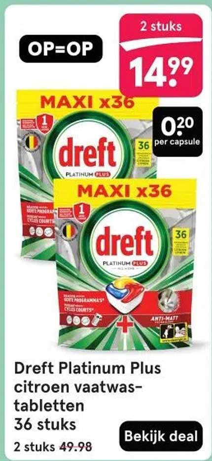 Dreft Platinum Plus citroen vaatwastabletten 36 stuks