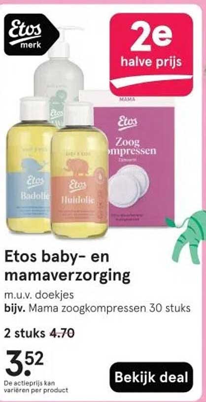 Etos baby- en mamazorg m.u.v. doekjes bijv. Mama zoogcompressen 30 stuks