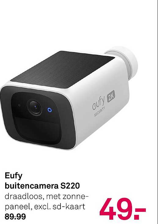 Eufy buitencamera S220 draadloos, met zonne-paneel, excl. sd-kaart
