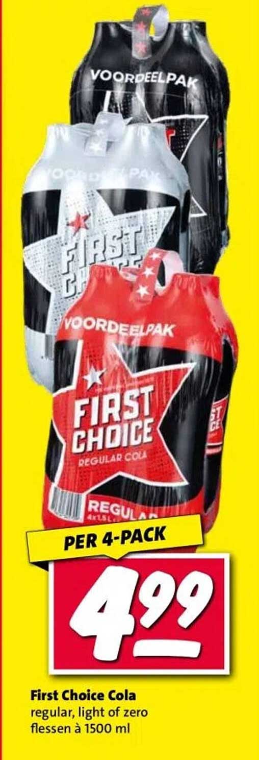 First Choice Cola per 4-pack voor €4,99