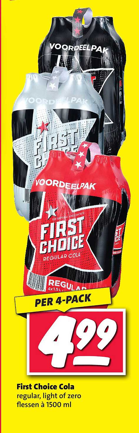 First Choice Cola regular, light of zero flessen à 1500 ml