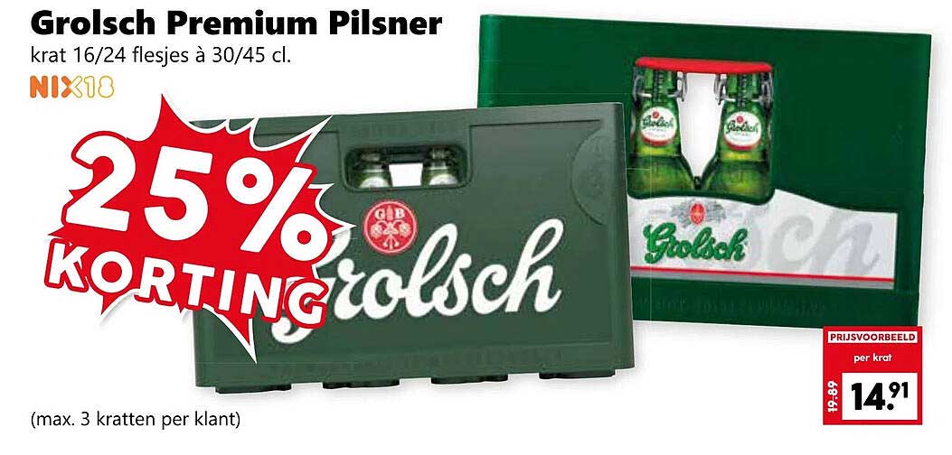 Grolsch Premium Pilsner 25% korting