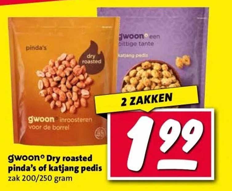 gwoon® Dry roasted pinda's of katjang pedis zak 200/250 gram