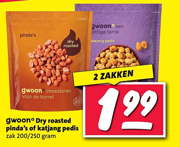 gwoon® Dry roasted pinda’s of katjang pedis zak 200/250 gram