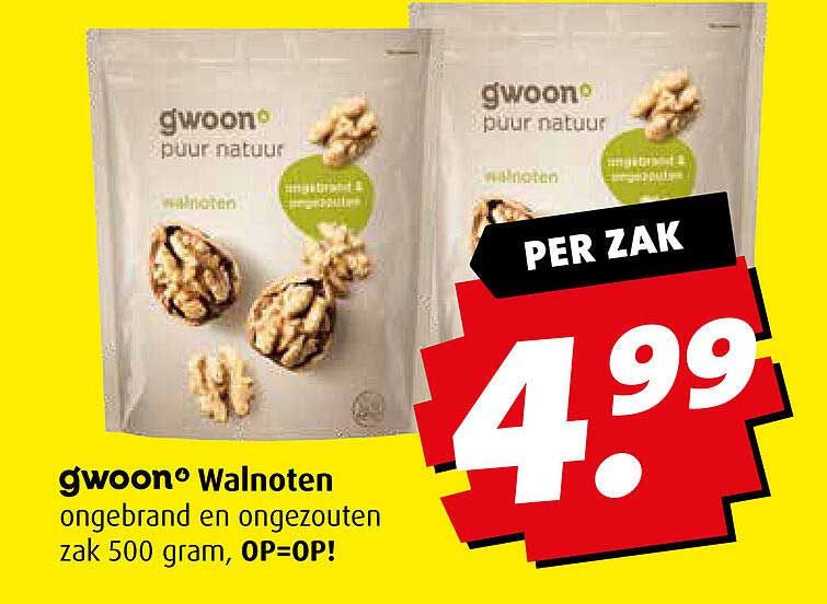 gwoon® Walnoten ongebrand en ongezouten zak 500 gram