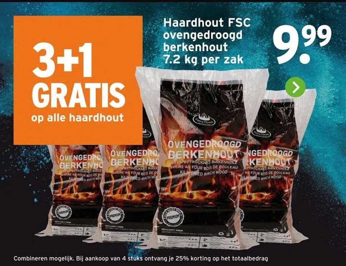 Haardhout FSC ovengedroogd berkenhout 7.2 kg per zak