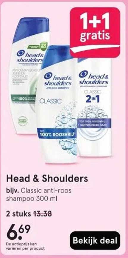 Head & Shoulders Classic anti-roos shampoo 300 ml 1+1 gratis