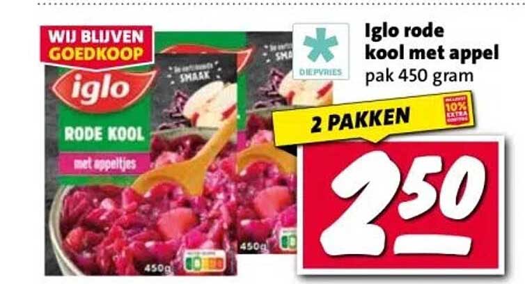 Iglo rode kool met appel pak 450 gram