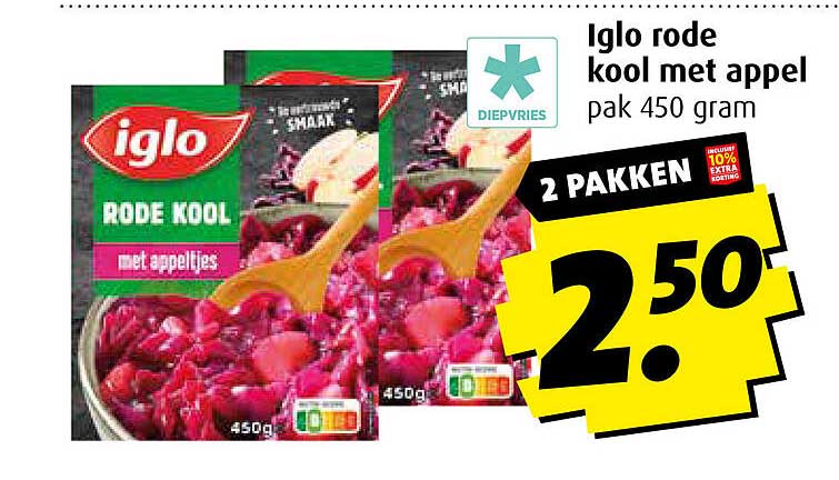 Iglo rode kool met appel pak 450 gram