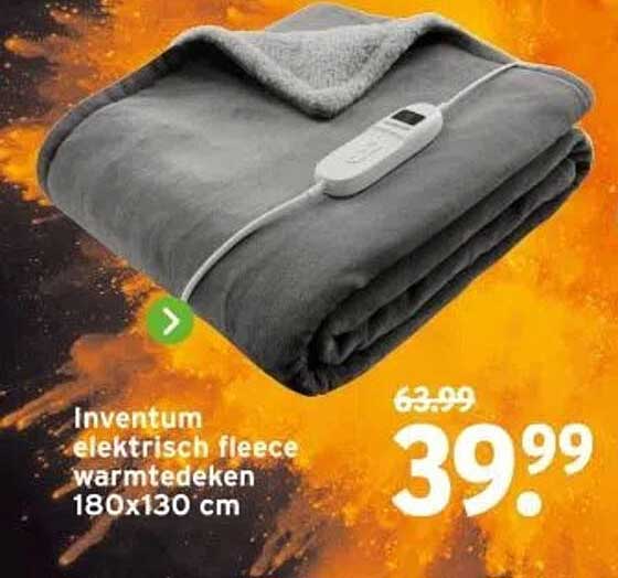 Inventum elektrisch fleece warmtedeken 180x130 cm