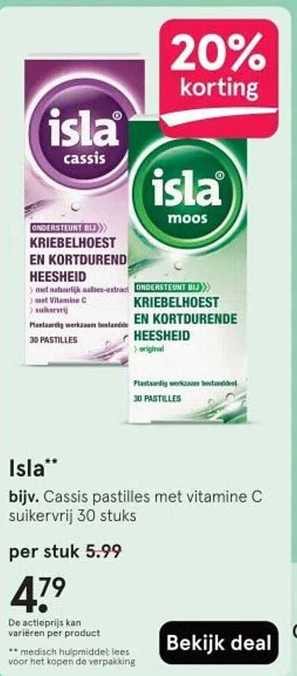 Isla Cassis pastilles met vitamine C suikervrij 30 stuks