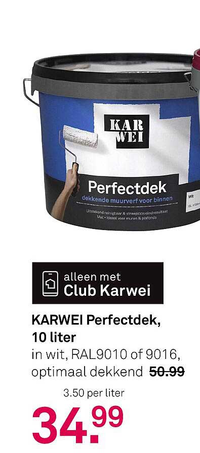 KARWEI Perfectdek, 10 liter in wit, RAL9010 of 9016, optimaal dekkend