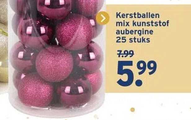 Kerstballen mix kunststof aubergine 25 stuks