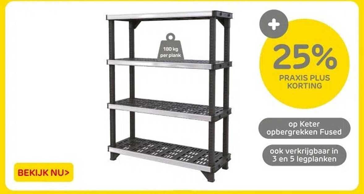 Keter opbergrekken Fused - 25% Praxis Plus korting