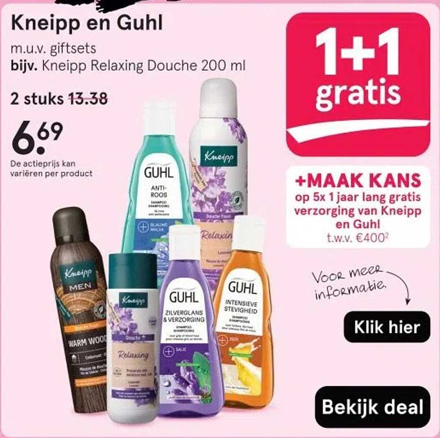 Kneipp en Guhl m.u.v. giftsets bijv. Kneipp Relaxing Douche 200 ml