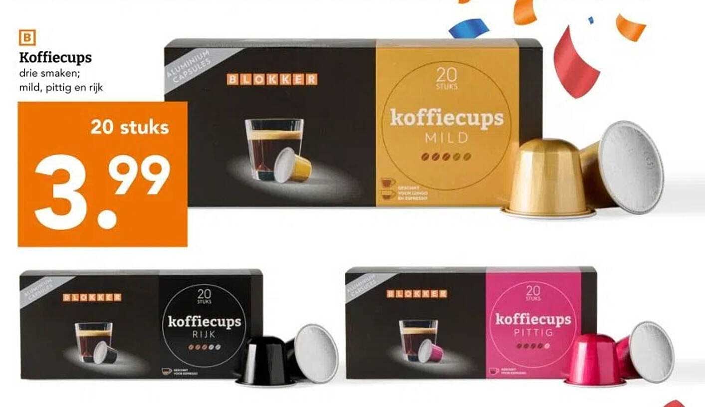 Koffiecups drie smaken; mild, pittig en rijk