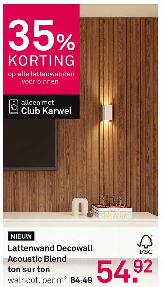 Lattenwand Decowall Acoustic Blend ton sur ton walnoot, per m²