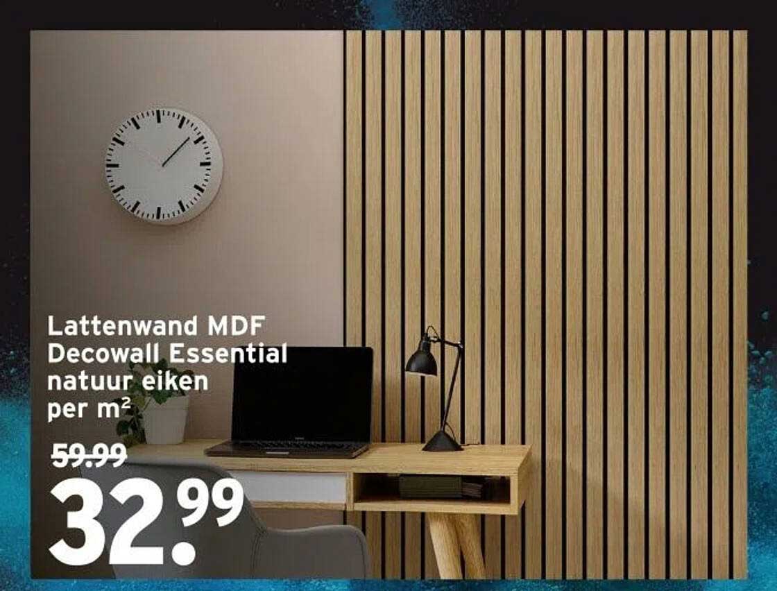 Lattenwand MDF Decowall Essential natuur eiken per m²