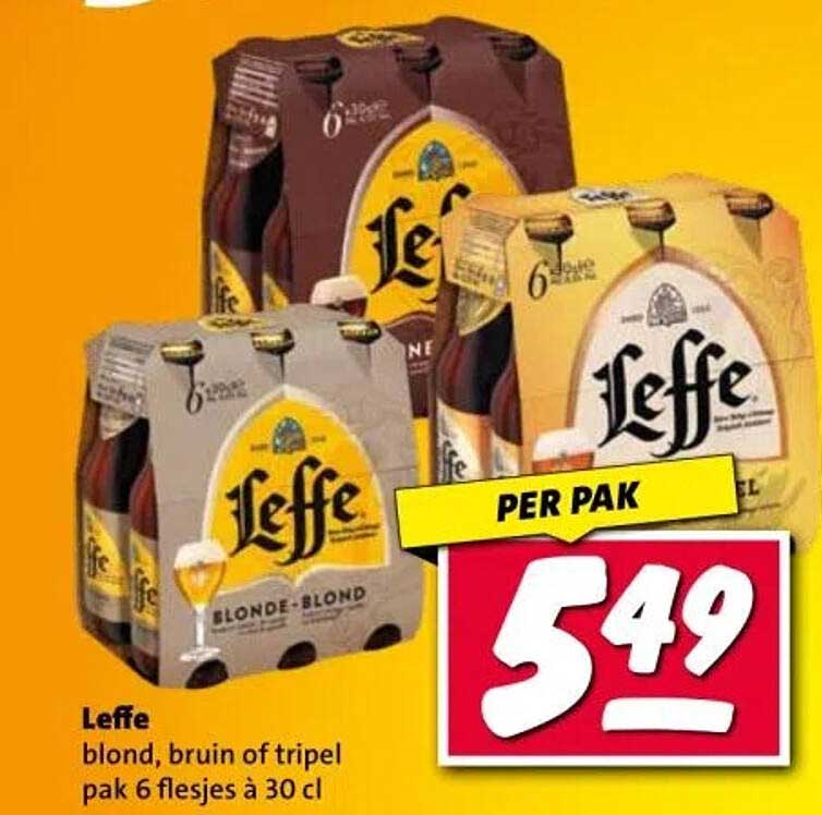 Leffe blond, bruin of tripel pak 6 flesjes à 30 cl