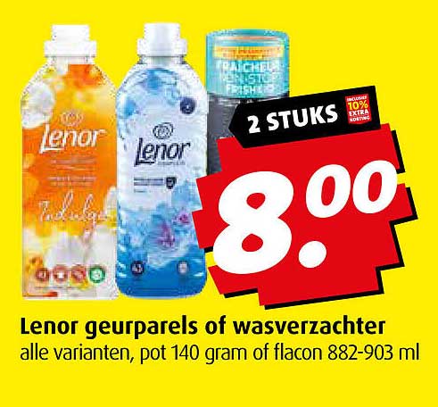 Lenor geurparels of wasverzachter alle varianten, pot 140 gram of flacon 882-903 ml