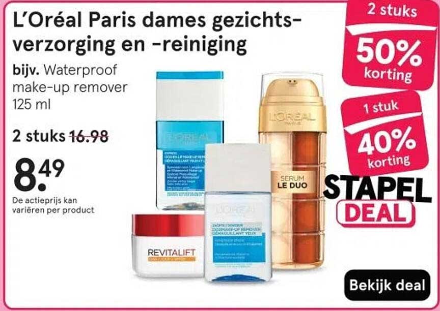 L’Oréal Paris dames gezichtsverzorging en -reiniging bijv. Waterproof make-up remover 125 ml