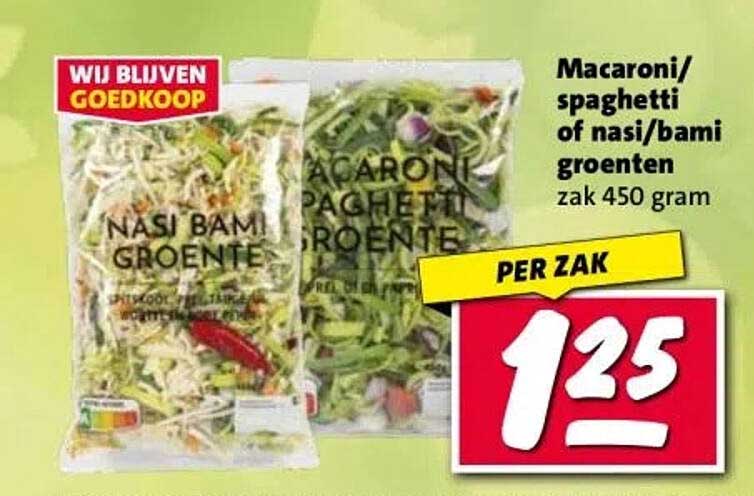 Macaroni/spaghetti of nasi/bami groenten zak 450 gram