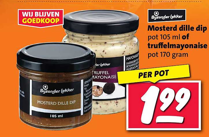 Mosterd dille dip pot 105 ml of truffelmayonaise pot 170 gram
