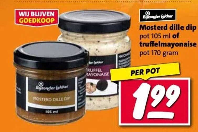 Mosterd dille dip pot 105 ml of truffelmayonaise pot 170 gram