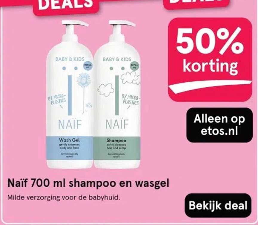 Naïf 700 ml shampoo en wasgel