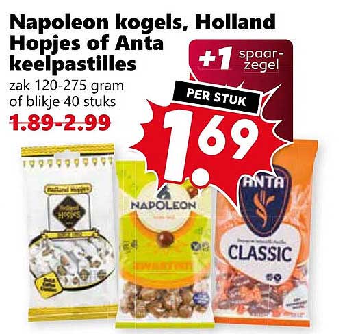 Napoleon kogels, Holland Hopjes of Anta keelpastilles
