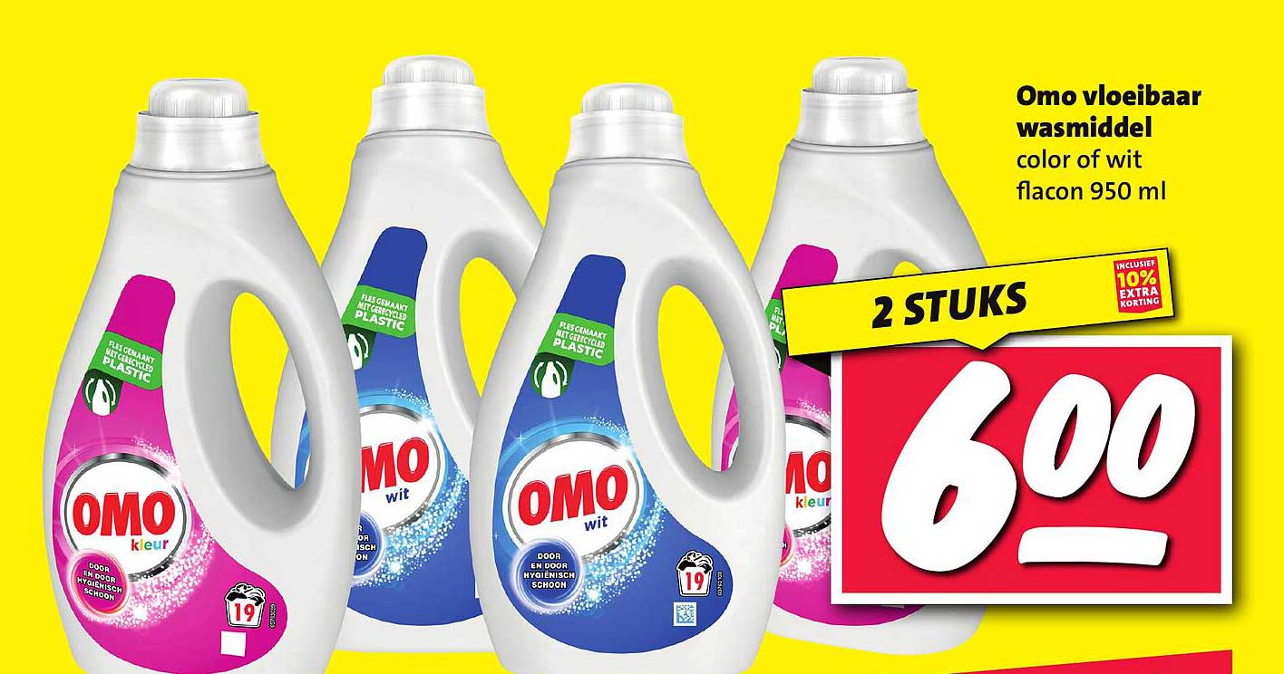 Omo vloeibaar wasmiddel color of wit flacon 950 ml