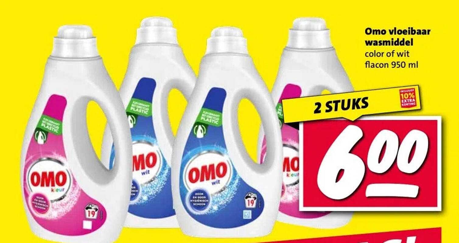 Omo vloeibaar wasmiddel color of wit flacon 950 ml