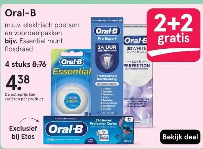 Oral-B m.u.v. elektrisch poetsen en voordeelpakken bijv. Essential munt flosdraad
