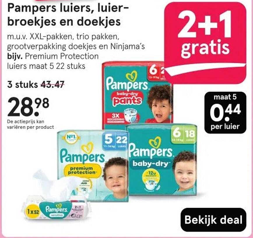 Pampers luiers, luierbroekjes en doekjes