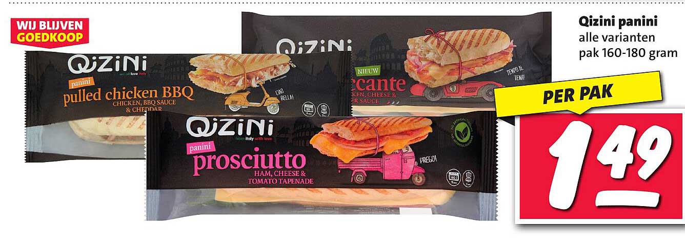 Qizini panini alle varianten pak 160-180 gram