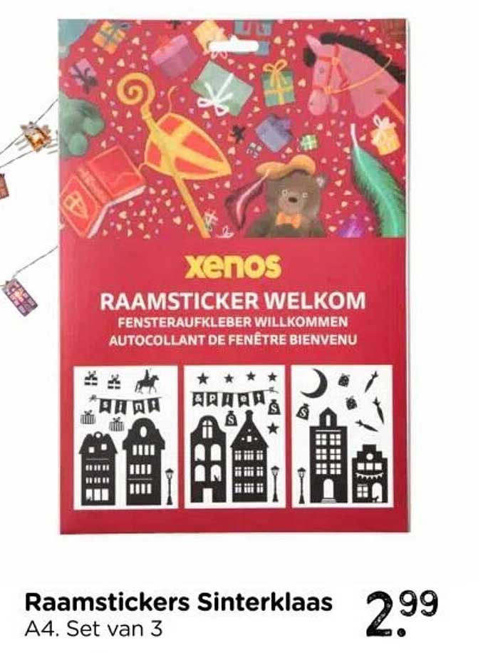 Raamstickers Sinterklaas A4. Set van 3