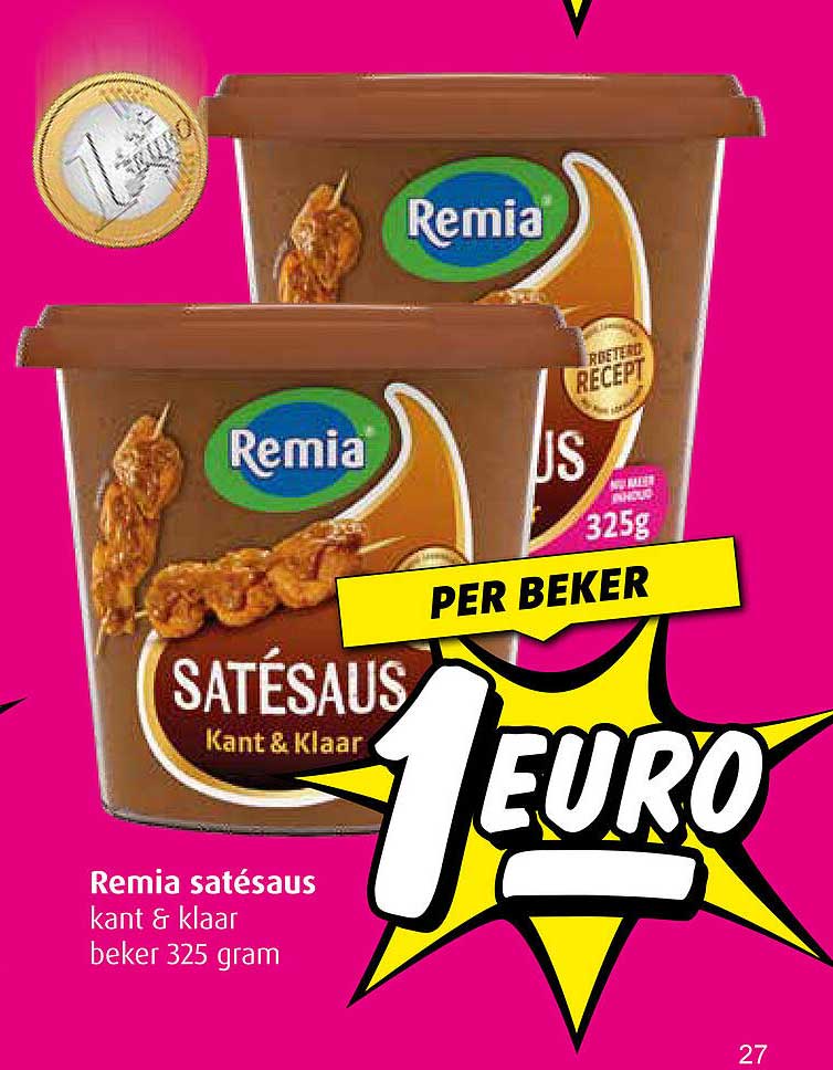 Remia satésaus kant & klaar beker 325 gram