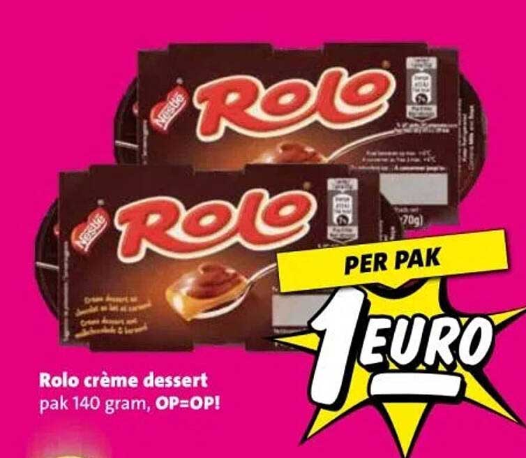 Rolo crèmedessert pak 140 gram, OP=OP!