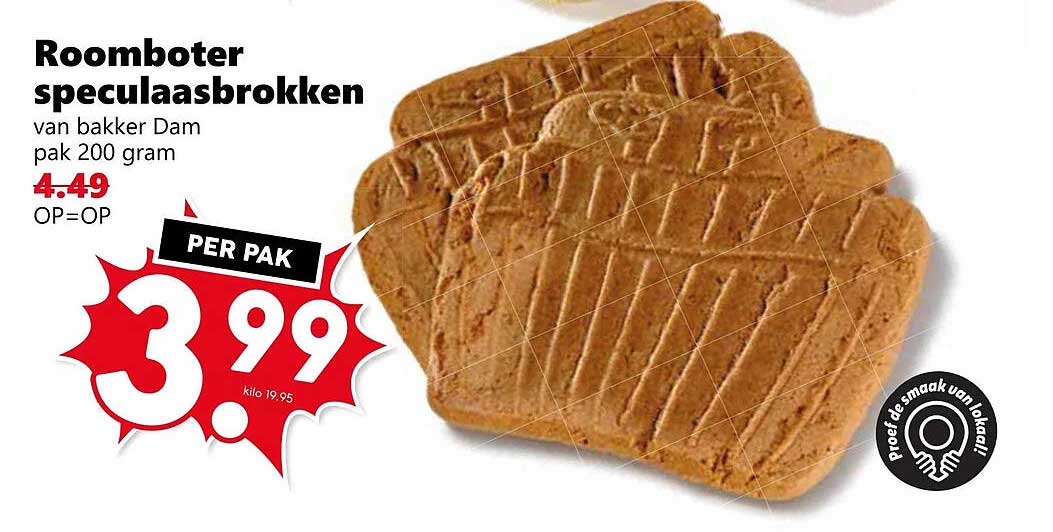 Roomboter speculaasbrokken van bakker Dam pak 200 gram