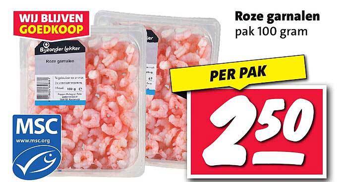 Roze garnalen pak 100 gram