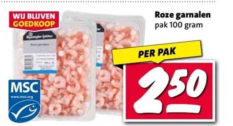 Roze garnalen pak 100 gram
