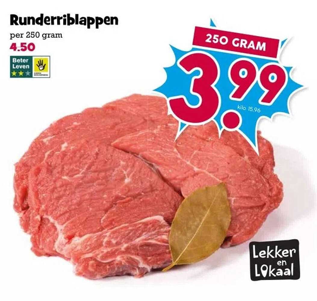 Runder riblappen per 250 gram