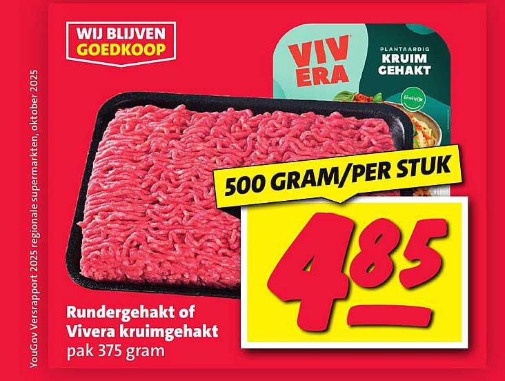 Rundergehakt of Vivera kruimgehakt pak 375 gram