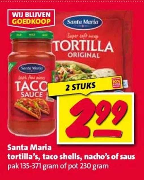 Santa Maria tortilla's, taco shells, nacho's of saus pak 135-371 gram of pot 230 gram