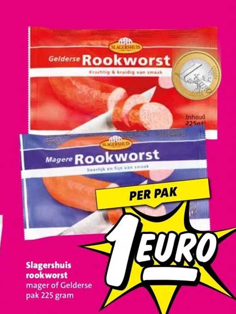 Slagershuis rookworst mager of Gelderse pak 225 gram